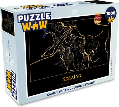 Puzzel Kaart - Seraing - Goud - Zwart - Legpuzzel - Puzzel 1000 stukjes volwassenen