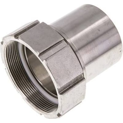75 mm & G3'' RVS 1.4401 Slangpilaar Wartelmoer Vlakke PTFE Afdichting en Veiligheidskraag EN 14420-5 (DIN 2817)
