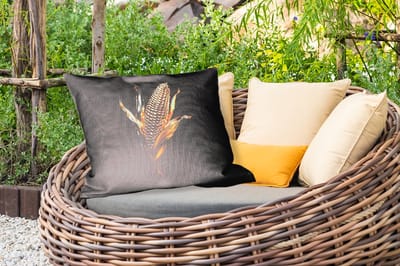 Buitenkussens - Mais - Eten - Goud - Zwart - 60x40 cm - Weerbestendig