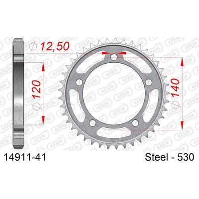 Stalen tandwiel Afam 530 41 dents