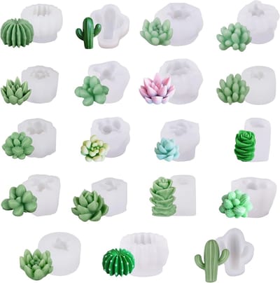 19-delige Siliconen Mallen voor Succulenten en Kaarsen, 3D DIY Mallen voor Aromatherapie en Kaarsenmaken