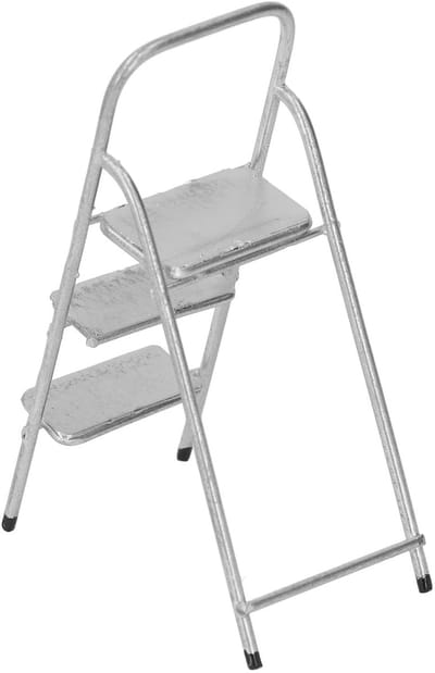 Miniature Steps Ladder, Dollhouse 3 Step Ladder Miniature Step Miniature Stair Craft Model Mini Dllhouse for Dollhouse Furniture Accessories (SILVER)