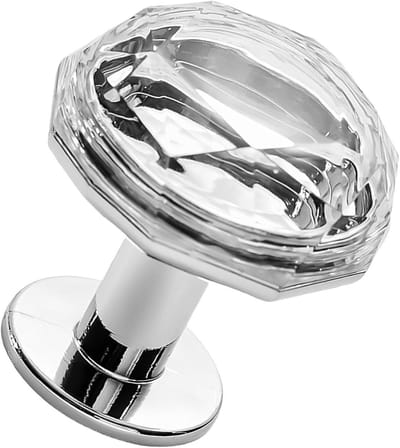 Toilet Knop Vervanger - Spoelknop Topper - Nail Bescherming - Glanzende Strass Textuur - 3.8 x 3.8 cm - Zilver