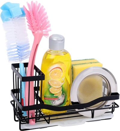 Allecto - Keuken Gootsteen Organizer - Roestbestendig - Zwart - Sneldrogend - Afwas Accessoire - Geschikt voor Keuken en Badkamer