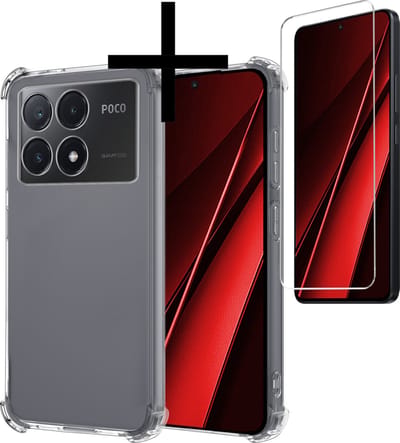 Hoesje - Met Screenprotector - Geschikt voor Xiaomi Poco X6 Pro 5G - Sterk & Shockproof - Siliconen Case - Back Cover - Telefoon Hoes - Shock Proof - Transparant