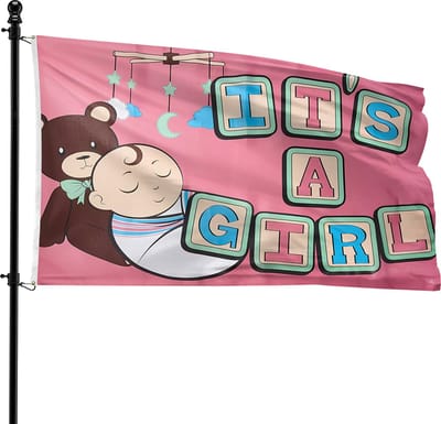 VlagDirect - Geboortevlag Meisje - Meisje geboorte vlag - 90 x 150 cm.