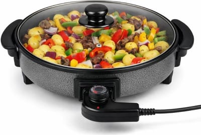 REN®Partypan -Airfryer -Hapjespan - 1500 W - 40 cm Diameter-Zwart- 46cm x 42cm x 10cm; 5 kg