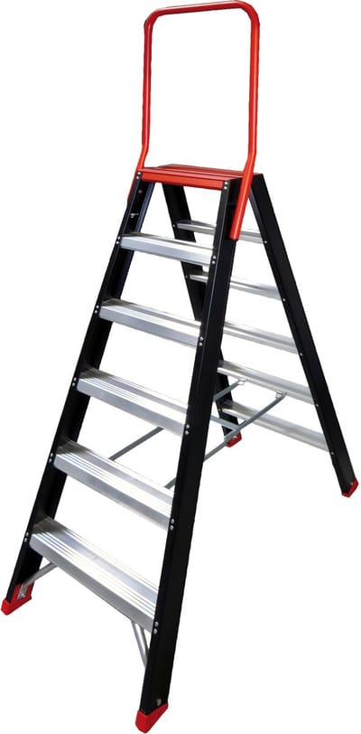 Altrex Taurus 6 treeds - Dubbel oploopbare magazijntrap - Altrex Proffessional - Werkhoogte 3.40m - opberghoogte 1.52m