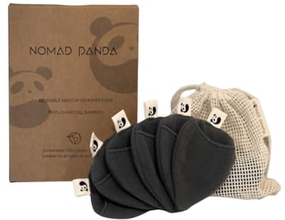 Wasbare Make-up Verwijder Pads - 100% Bamboe Charcoal, 6 Stuks + Opbergtas