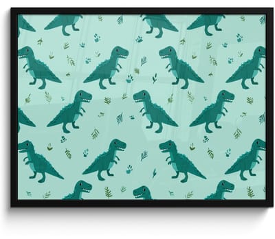 Poster in lijst - Fotolijst 80x60 cm - Posters - Donkergroen - Dinosaurussen - Afdrukken - Bladeren - Posterlijst zwart - Decoratie - Wanddecoratie woonkamer - Muurdecoratie slaapkamer