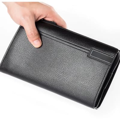 Slanke Lange Herenportemonnee PU Leer met RFID Bescherming – Rits, Multi-Kaartsleuven, Business Portemonnee, Wallet voor Mannen