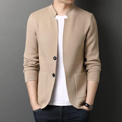Heren Koreaanse Versie van De Nieuwe Pakkraag Effen Kleur Trui Vest Mode Casual Jeugd Grensoverschrijdend Gebreid Trui Jasje XL