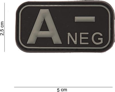 Embleem 3D PVC bloedgroep A- negatief zwart #11175 Zwart