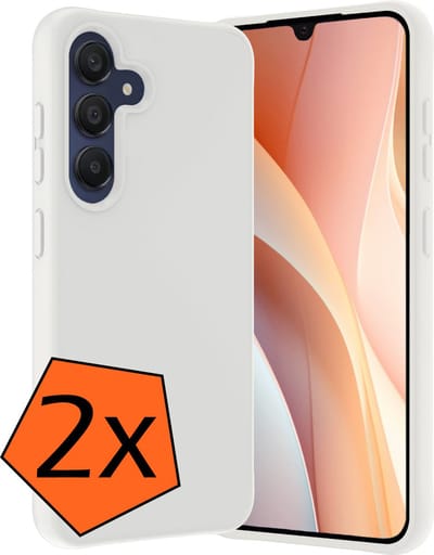 Hoes - 2 Stuks - Geschikt voor Samsung Galaxy A15 - Sterk & Shockproof - Case Siliconen - Back Cover - Telefoon Hoes - Wit