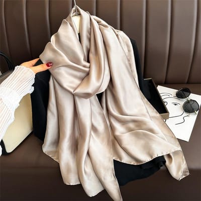 Écharpes Printemps Été Unies Polyvalentes Châles Protection Solaire Foulards pour Femmes Foulards en Soie Haut de Gamme Foulards de Tête Foulard en Gaze Aspect Soie Satinée 180X90cm gray