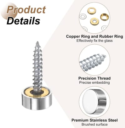 10 stuks schroefdoppen 14 mm roestvrij staal bevestigingsmiddelen voor spiegelschroeven, decoratieve doppen en nagels voor reclame en constructie, zilver