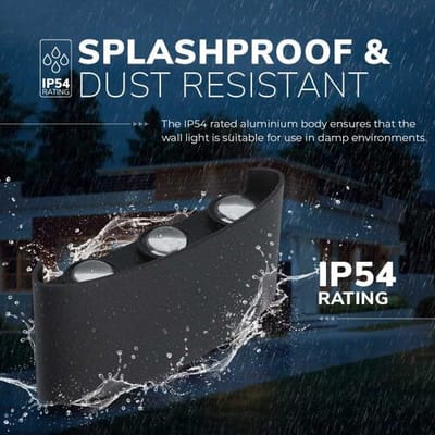 2x Tulsa LED Wandlamp - Dimbaar - Zwart - 6 Watt 280 lumen - 3000K warm wit - IP54 waterdicht - Up & Down light - Incl. dimmer met afstandsbediening