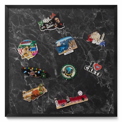 Tulup Magneetbord met Zwarte Frame - Zwart Magneetbord met Patronen - 50 cm x 50 cm - Elegant zwart marmer - Magnetisch Bord voor aan de Wand - Magneetbord met Effen Frame - Magnetisch Bord Decoratief