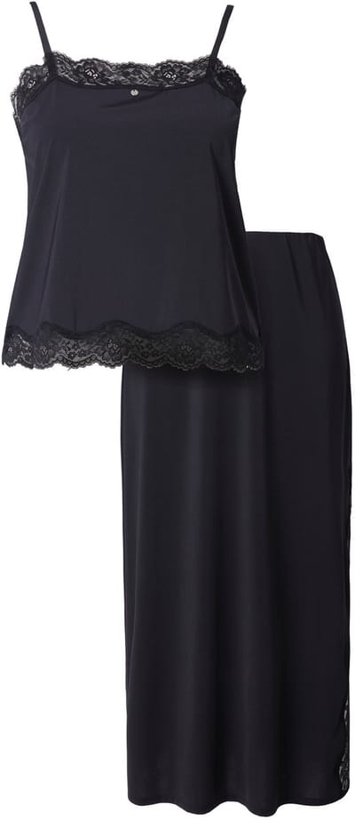 TruYou - Dames - TruYou shirt & rock satijn kant spaghettibandjes - Zwart - Maat 50+