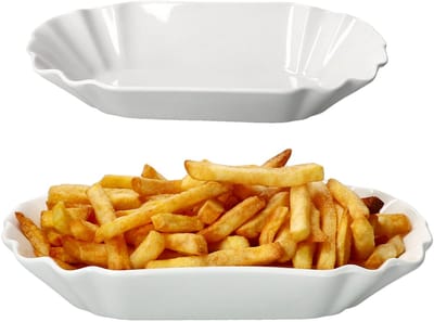 Set van 2 FRIES ovale witte porseleinen chipsschaal 19.5x10.7cm - 24302114