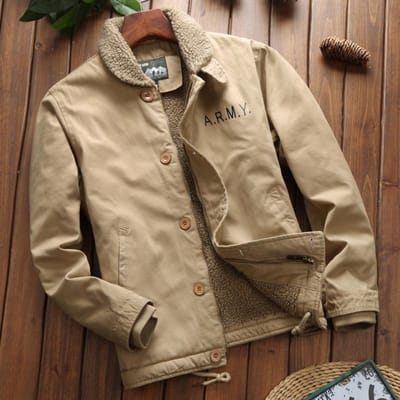 Winter Verdikte Katoen-gevoerde Heren Kasjmier N1 Dekjas Amerikaanse Marine Katoen-gevoerde Jas Heren Trend 3XL beige