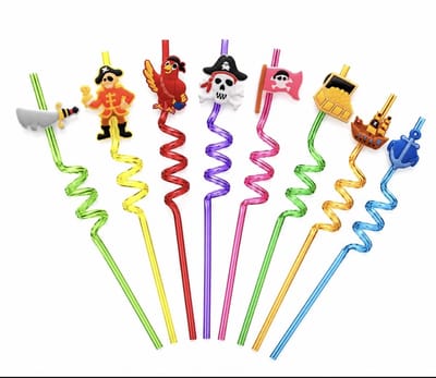 Piraten Rietjes - Herbruikbaar - Plastic - 8 stuks