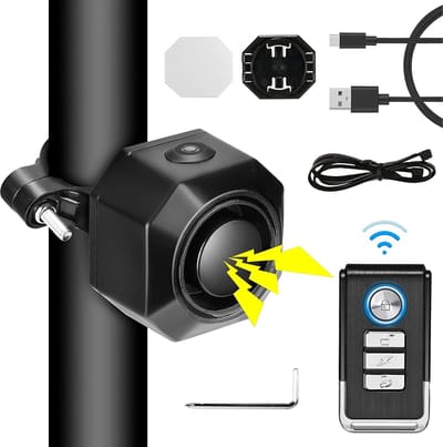 SnelShoppen - Fiets Alarm met Vibratie Sensor en Afstandsbediening, Oplaadbare Motor Alarm, 7 Instelbare Gevoeligheidsniveaus, 110 dB Diefstalalarm me