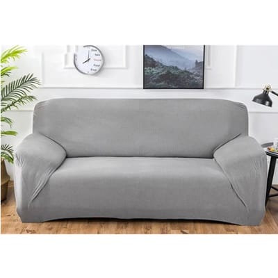 Herfst Winter Verdikt Poolfleece Elastische Bankhoes All-inclusive Geruit Stofdicht Slipcover Effen Kleur Volledige Dekking Bankhoes S-1seater-90-140cm gray