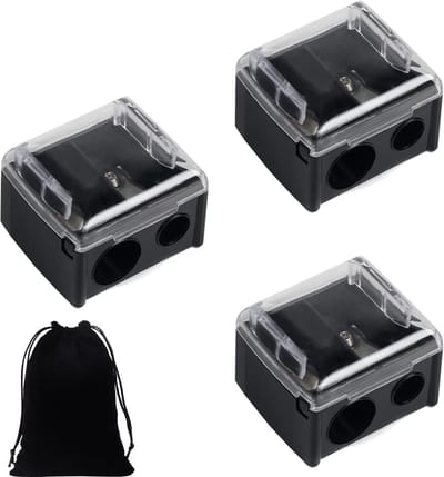 Pencil sharpener set met 2 gaten en opbergzak, handmatige oogpotloodslijper voor eyeliner en wenkbrauwpotlood