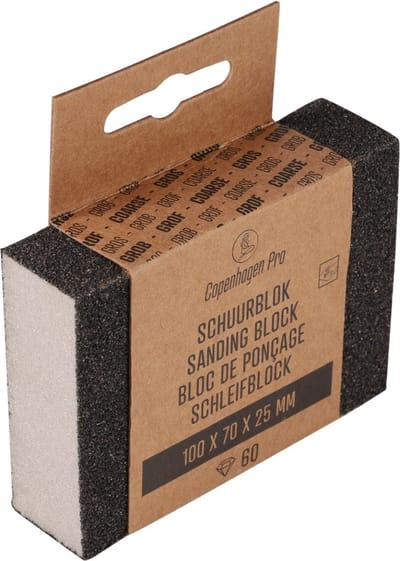 Copenhagen Pro schuurblok - grof (K60) - droog & nat - herbruikbaar - 10 x 7 x 2.5 cm