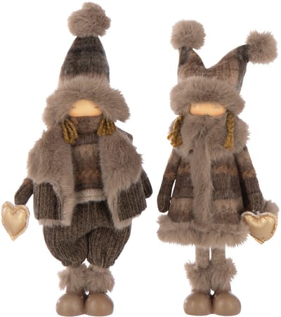 J-Line figuur Jongen + Meisje - polyresin - mix - small - 2 stuks