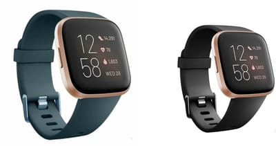 Strap-it Bundel van 2 Siliconen Bandjes - Geschikt voor Fitbit Versa / Versa 2 Maat: L - Zwart & Grijsblauw - Sportbandje - Sportarmband - Siliconen Band - Waterbestendig & zweetbestendig