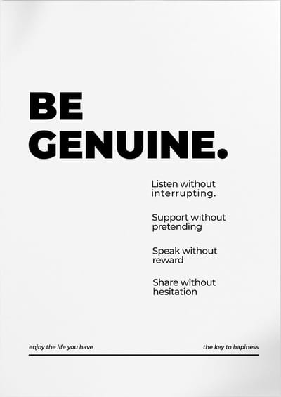 Be Genuine (Motivatie & Inspiratie) | Poster | A3: 30 x 40 cm