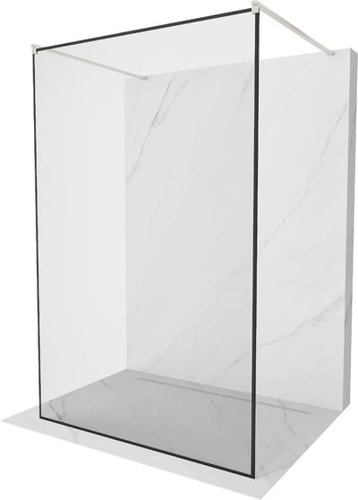 Mexen Kioto vrijstaande douchewand 100 x 200 , zwart frame 8 mm, geborsteld nikkel - 800-100-002-97-70