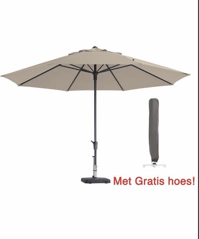 Parasol rond Ecru Madison Timor 400 cm met hoes | Topkwaliteit parasol van Madison | XXL parasol met 100% polyester doek