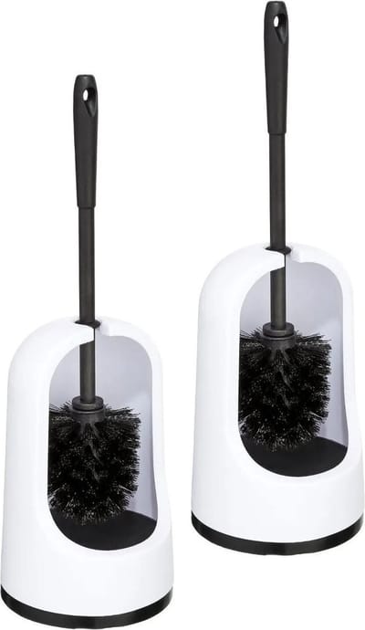 5Five WC en toiletborstel met houder - 2x stuks - wit - kunststof - 40 cm - badkamer