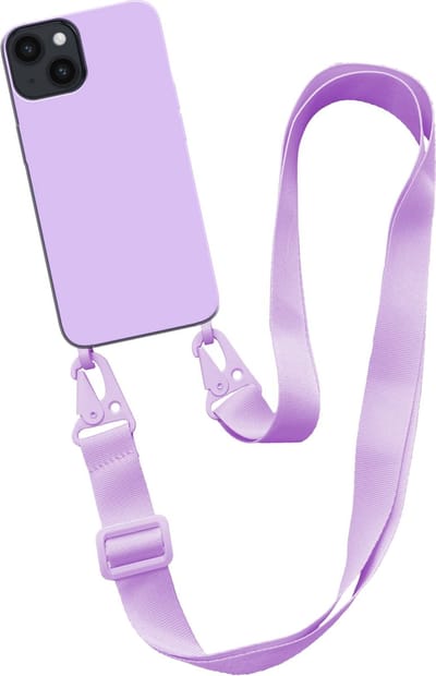 Smartphonica Hoesje met breed koord voor iPhone 13 Mini siliconen back cover met zachte binnenkant - Paars geschikt voor iPhone 13 Mini