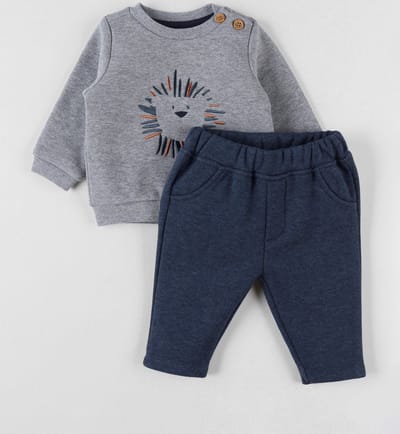 Noukie's - Joggingpak - Unie - Grijst / blauw - Leeuw - 18 maand 86