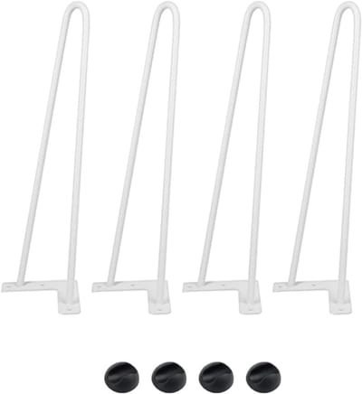 ShiShi Set van 4 Hairpin Tafelpoten van haarspelden, poten hoogte 41 cm, stalen poten, Scandinavische meubelpoten, wit A
