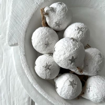 Only Naturel Kerstbal Zilver Papier Mache 4 stuks