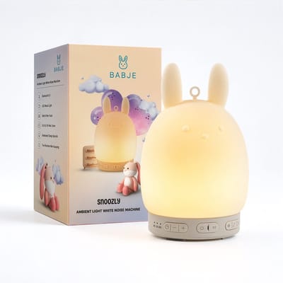 Babje Snoozly White Noise Machine & Nachtlampje - 25 Rustgevende Geluiden - Bluetooth Speaker - Dimbaar LED Nachtlampje - Siliconen - Timer - Oplaadbaar