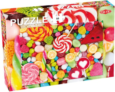 Tactic Candy Bonanza! – Puzzel – 56 stukjes – Vrolijk Snoepthema vol Kleur – Strak en Rustgevend Ontwerp – Hoogwaardige Scandinavische Kwaliteit