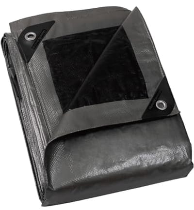Afdekzeil met ogen Waterdicht 4m x 6m Grijs Zilver/Zwart Multifunctioneel Polyester Zeil 120g/m² Scheurvast UV-gestabiliseerd