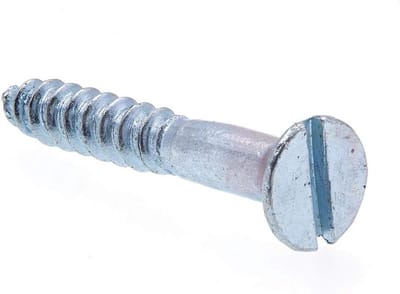 Houtschroeven met platte kop en gleuf aandrijving, 15,2 x 2,5 cm, Zink verzilverd, 50 stuks