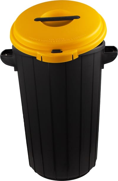 Eco Solution, Prullenbak met Deksel voor Afvalscheiding - 35L – Zwart/Geel – Recycle – Afvalbak - Vuilnisbak – Afvalemmer – Afvalscheidingprullenbak – Vuilnisemmer – Sorteerafvalemmer – Kantoor – Keuken - School