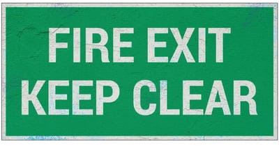 Fire exit keep clear bord | Forex Re materiaal | 20 x 10 cm
