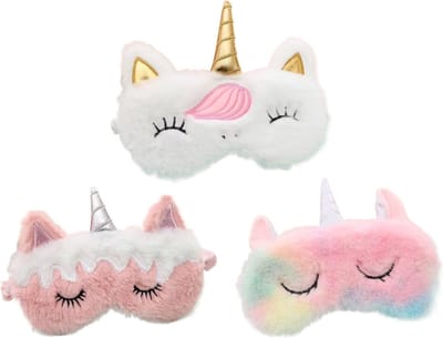 3 Stuks - Meisjes slaapmaskers kind - Reismasker Unicorn Mix
