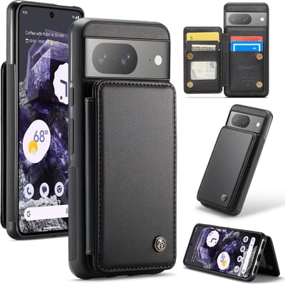Luxe Portemonnee Backcover met Anti-RFID kaarthouders voor Pixel 8 _ Zwart