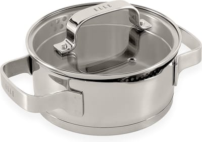 ELLE Gourmet Moderne RVS Kookpan met Deksel - Ø 16 cm - Kookpot - PFAS vrij - Inductie Pan