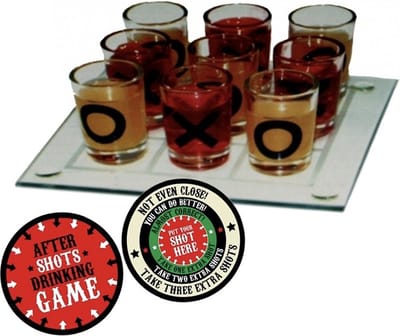 Drankspel/drinkspel boter kaas en eieren bordspel feestartikelen met after shots bierviltjes 10x